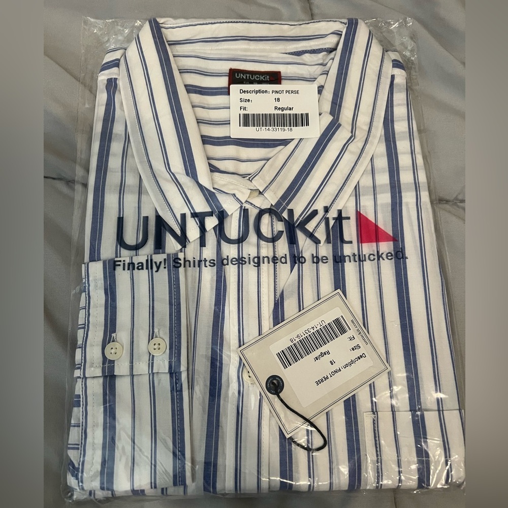 Untuckit Pinot Perse Button down shirt NWT Size 18